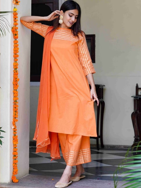 Sunset Charm  Suit Set With Dupatta 