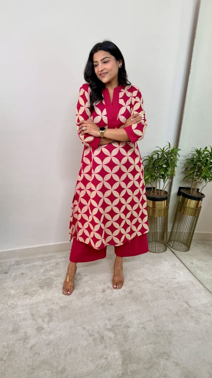 Geometric Print Kurta Set 