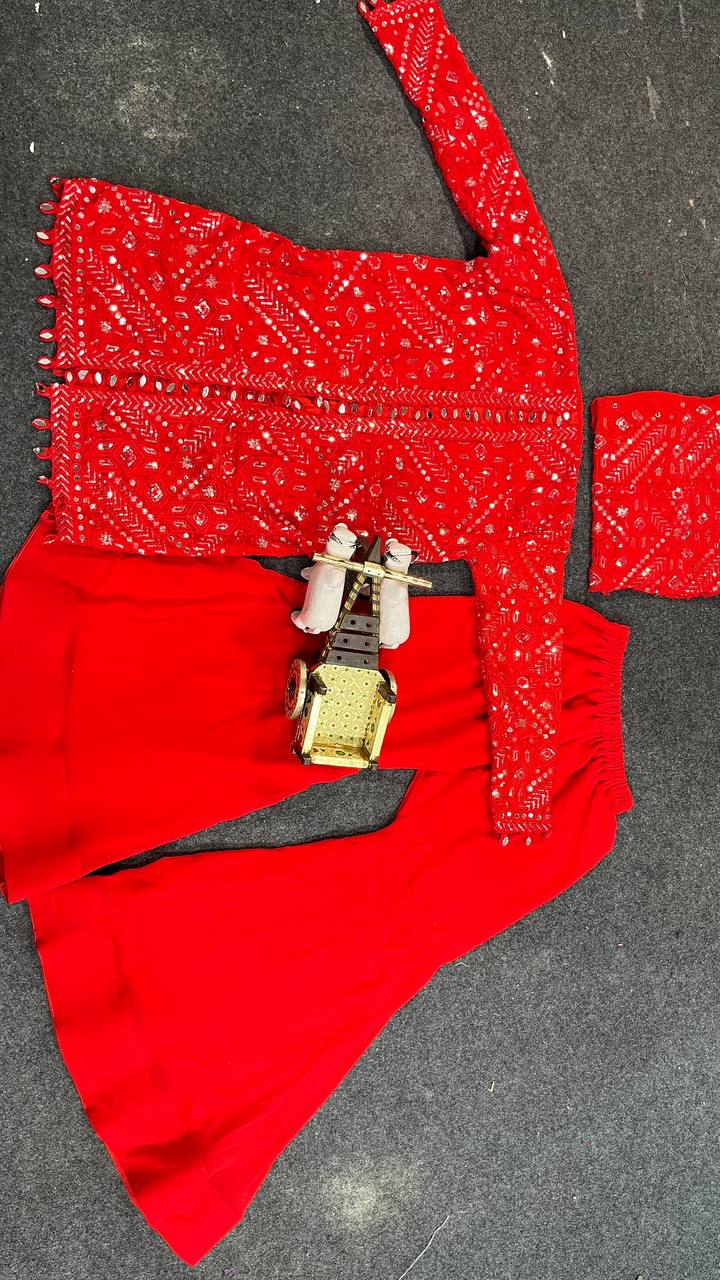 Faux georgette top blouse and palazzo pant