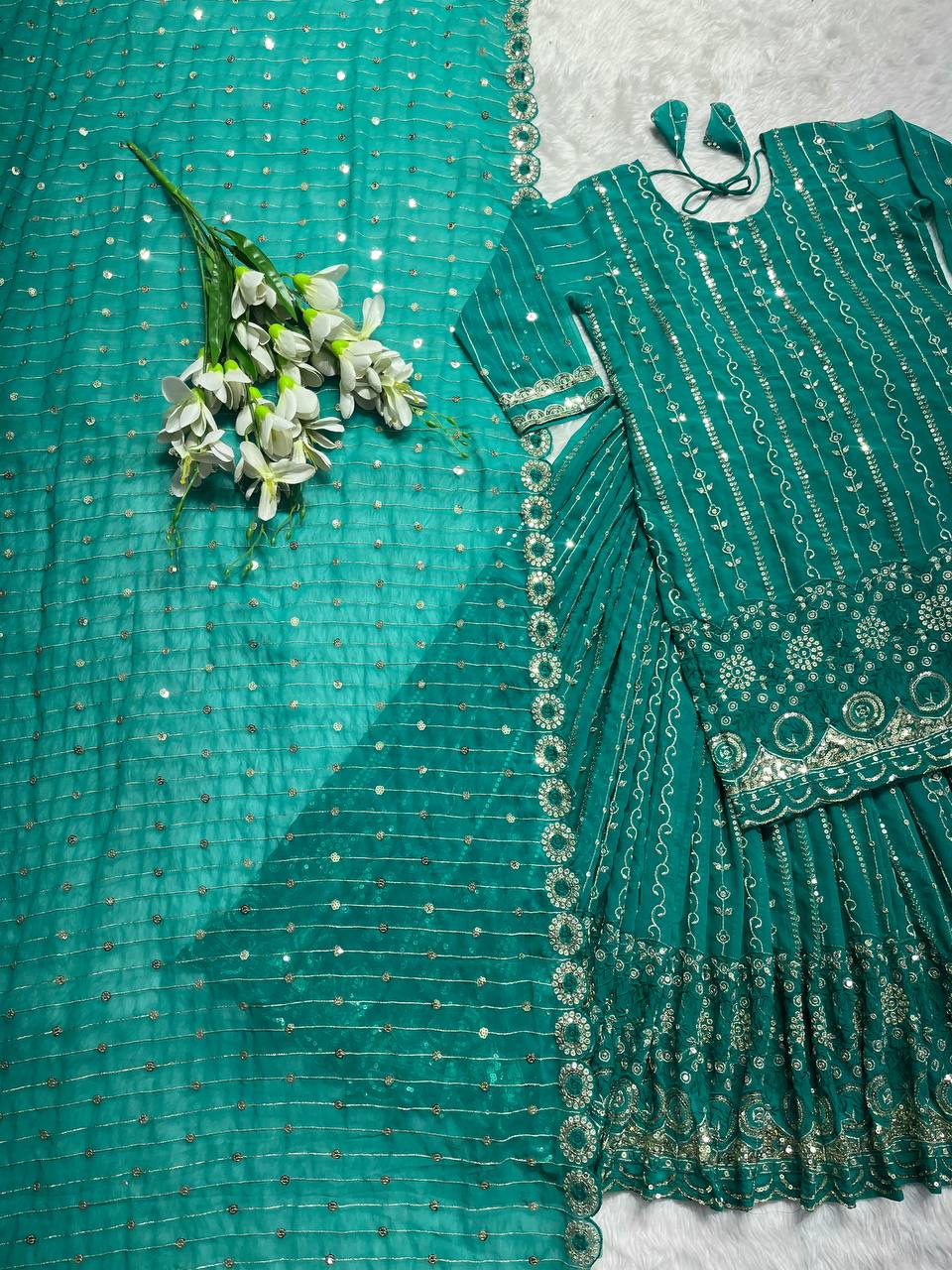 Elegant Faux Georgette Lehenga Set
