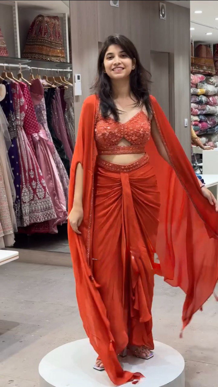 Ready-to-wear dhoti-style  choli, dhoti pants n shrug