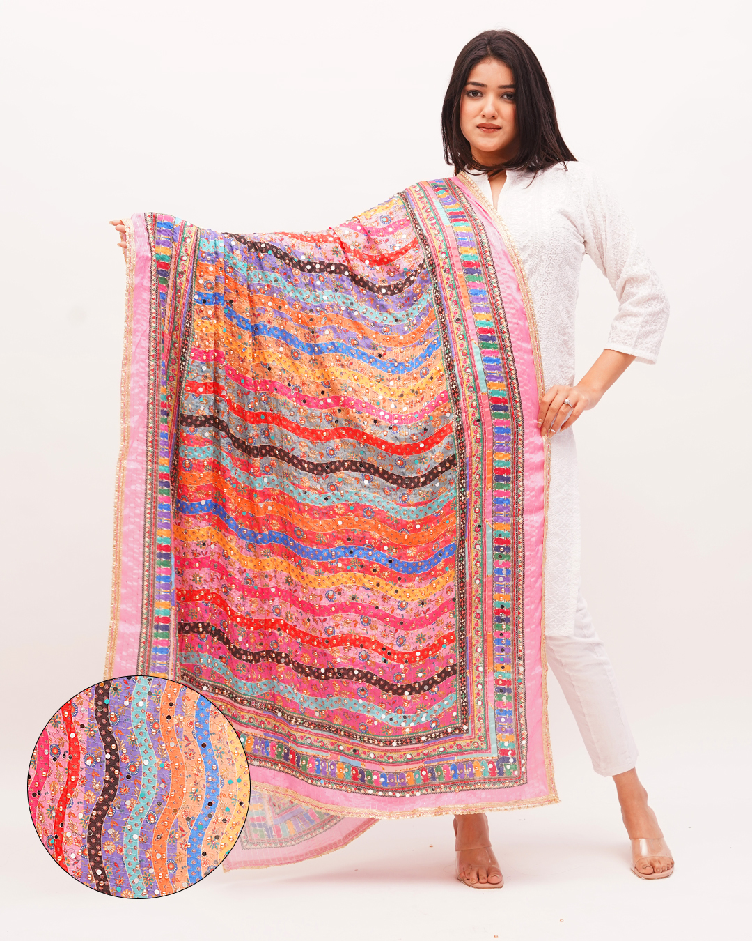 Luxury Poly Silk Digital Print with Sequin