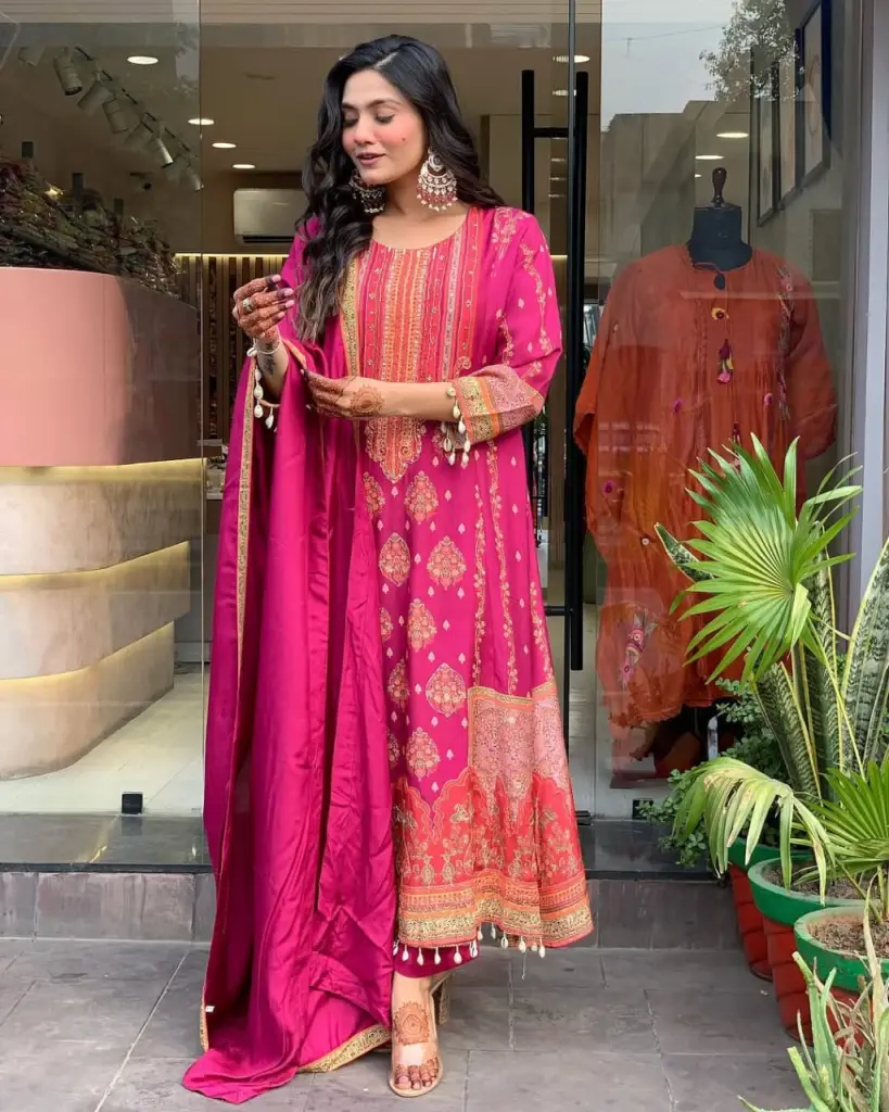 Reshmi Pink Elegance Schiffli Handwork Readymade Suit
